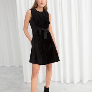 & Other Stories Velvet Sleeveless Button Down Mini Dress